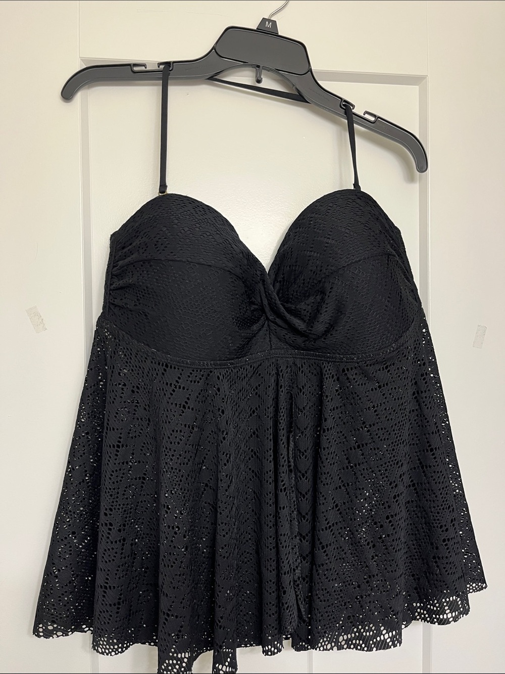 Merona Black Lace Fit & Flare Tankini Top